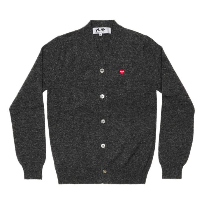 PLAY MEN'S CARDIGAN WITH SMALL RED HEART (GREY)