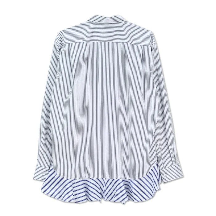 CONTRAST STRIPE SHIRT WITH FRILL HEM