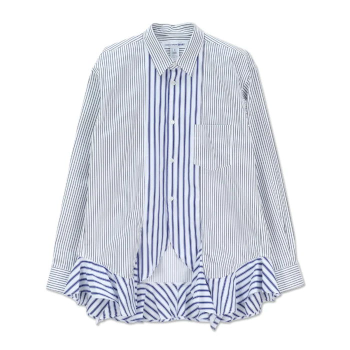 CONTRAST STRIPE SHIRT WITH FRILL HEM